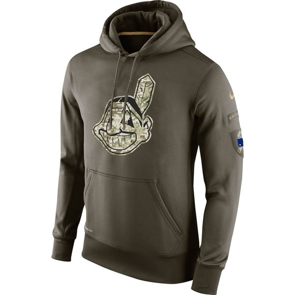 MLB Men Cleveland Indians Nike Olive Salute To Service KO Performance Hoodie Green->colorado rockies->MLB Jersey